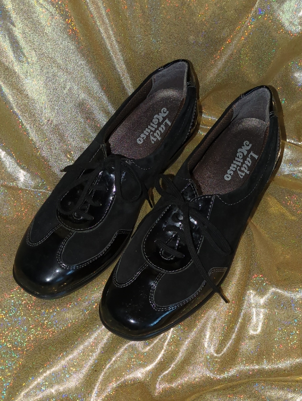 Melluso Black Lace-Up Women's Comfort Wedge Oxford Shoes NWT